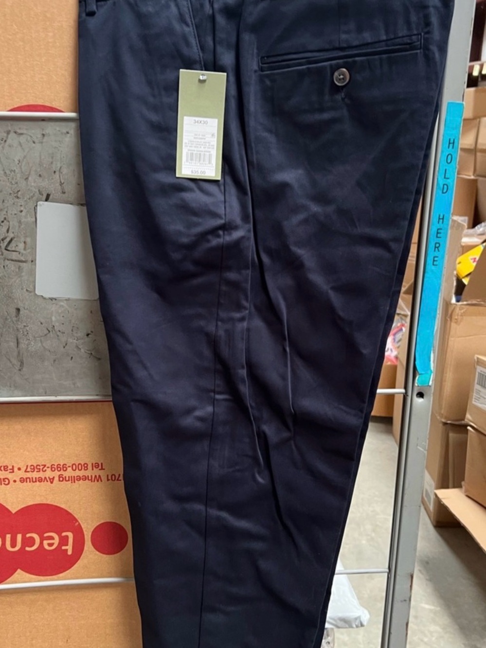 Men's Tailored Navy Dress Pants 34 x 30 Slim Trouser NWT